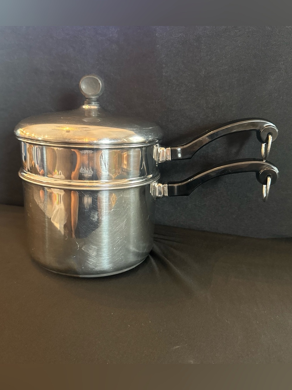 Farberware Vintage 2.5 Qt Double Boiler 3 Piece Aluminum Clad Stainless USA